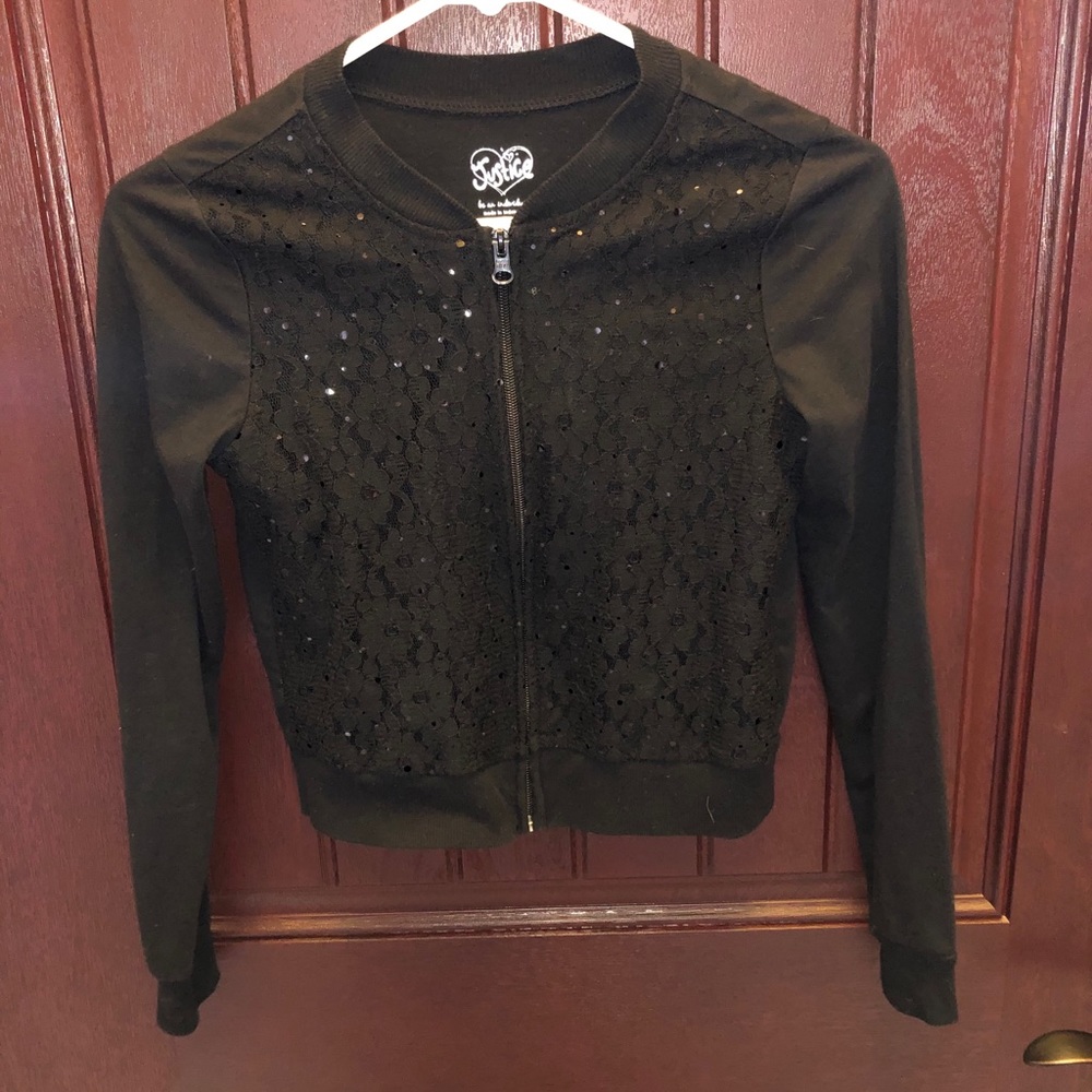 ❄️Justice zip up sequin jacket❄️